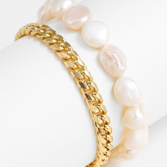 Two-Tone Double-Layered Bracelet For Women - Picture 2 of 3